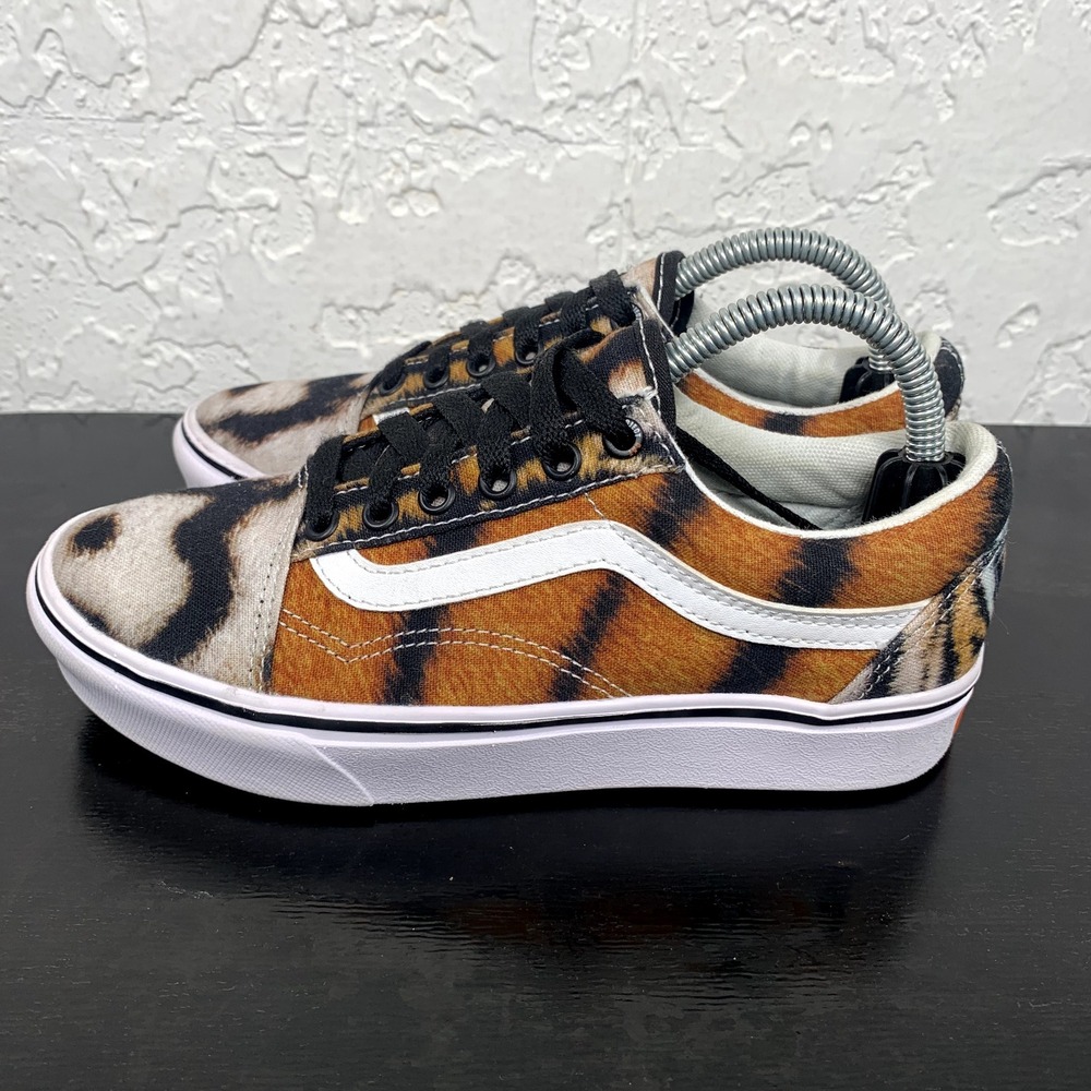 VANS Old Skool Shoes Kids Size 3 Tiger Leopard Skateboarding Sneakers